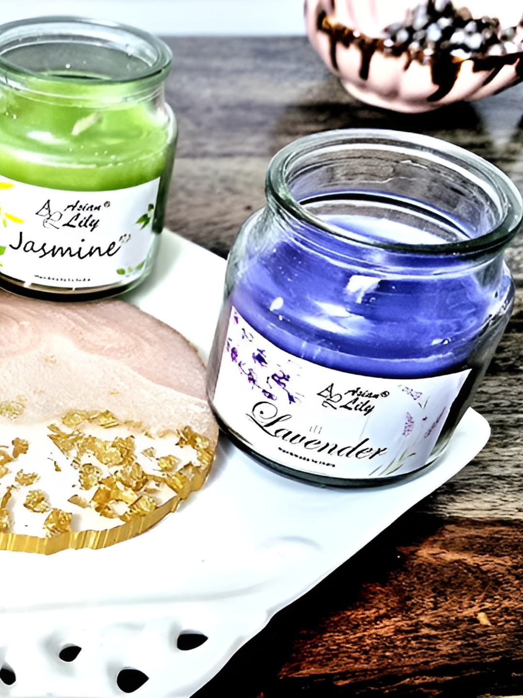 Shree Murti 3Pcs Lavender, Fresh Rose and Jasmine Solid Geometric Regular Jar Candles