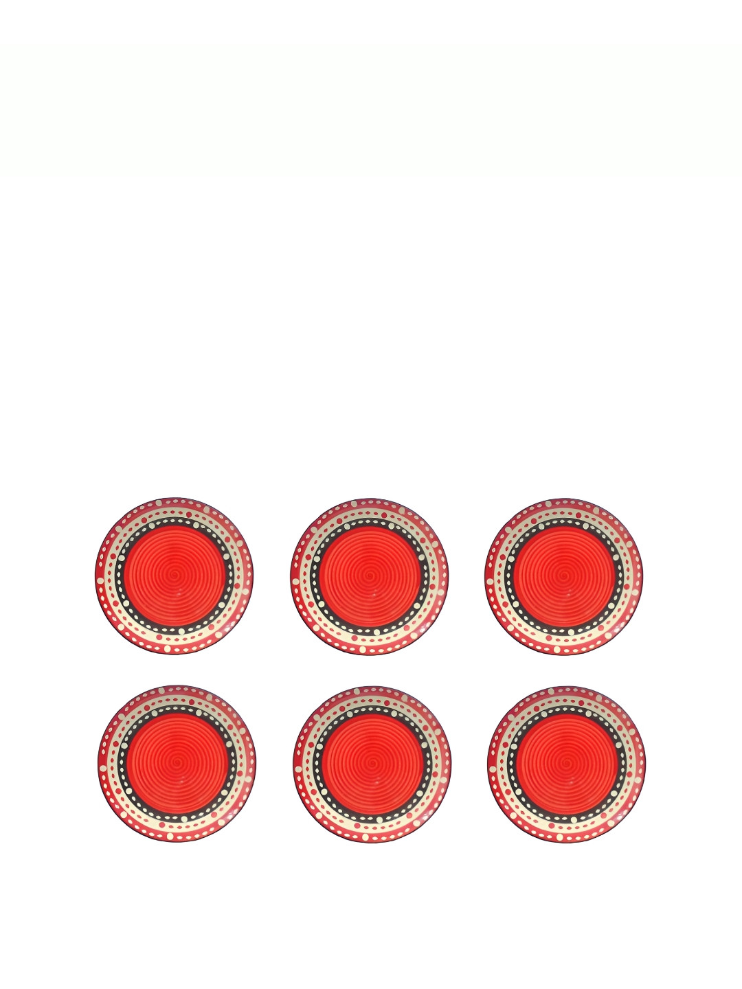 caffeine Red & Black 6 Pieces Printed Ceramic Plate