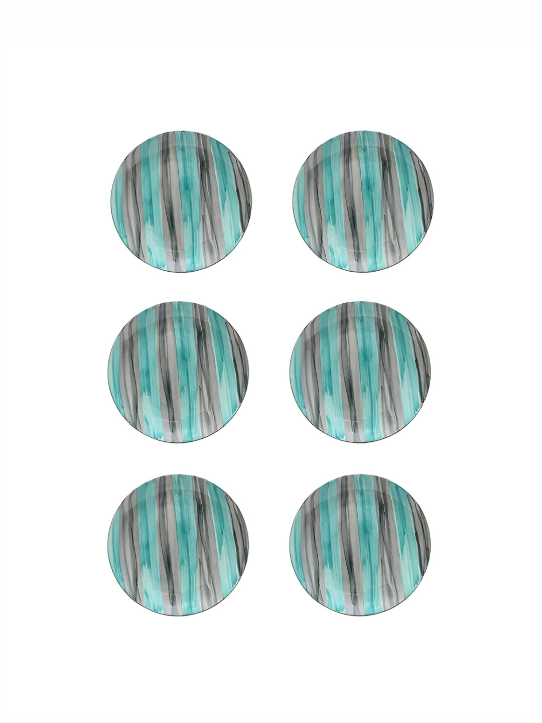 Caffeine Set of 6 Ceramic Handmade Stoneware Sea Green Quarter 7" Plates