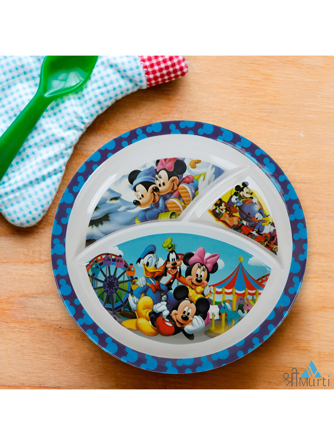 Shree Murti White & Blue Printed Melamine Glossy Plates