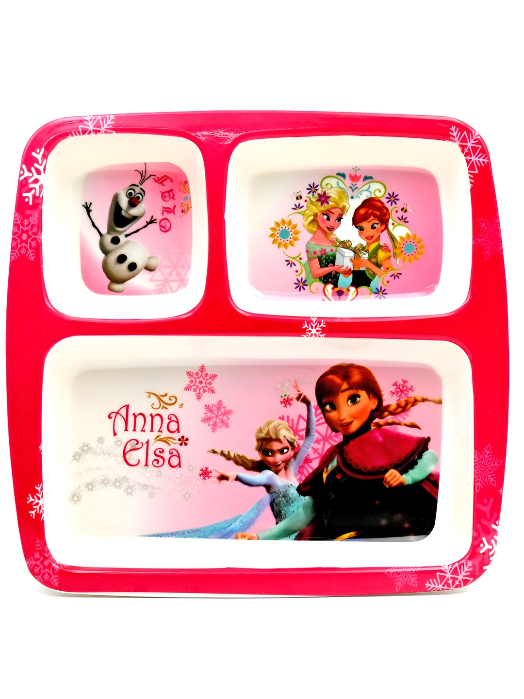 Shree Murti White & Pink Printed Melamine Glossy Plates