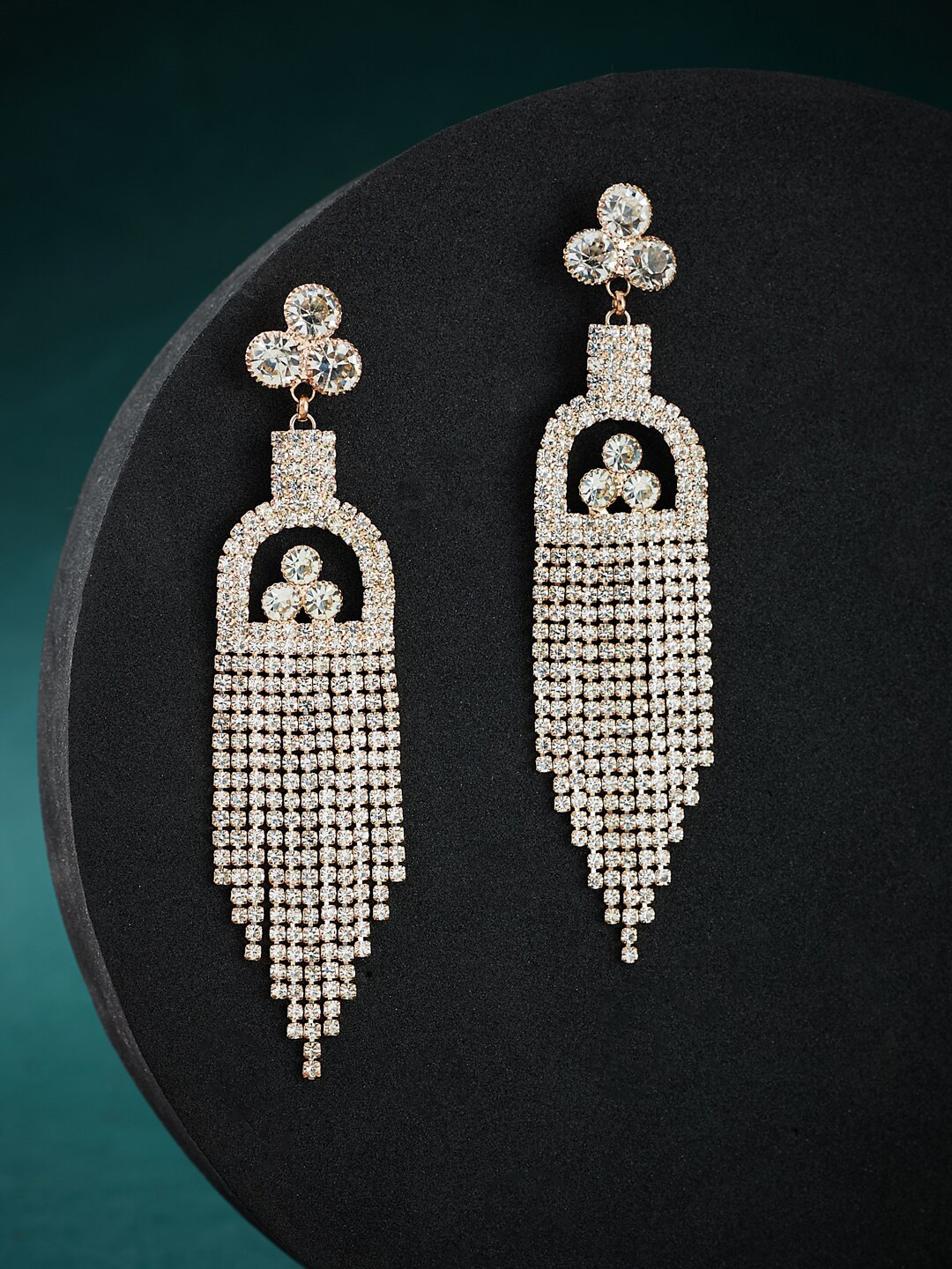 ATIBELLE Rose Gold-Plated Rhinestone-Studded Earrings