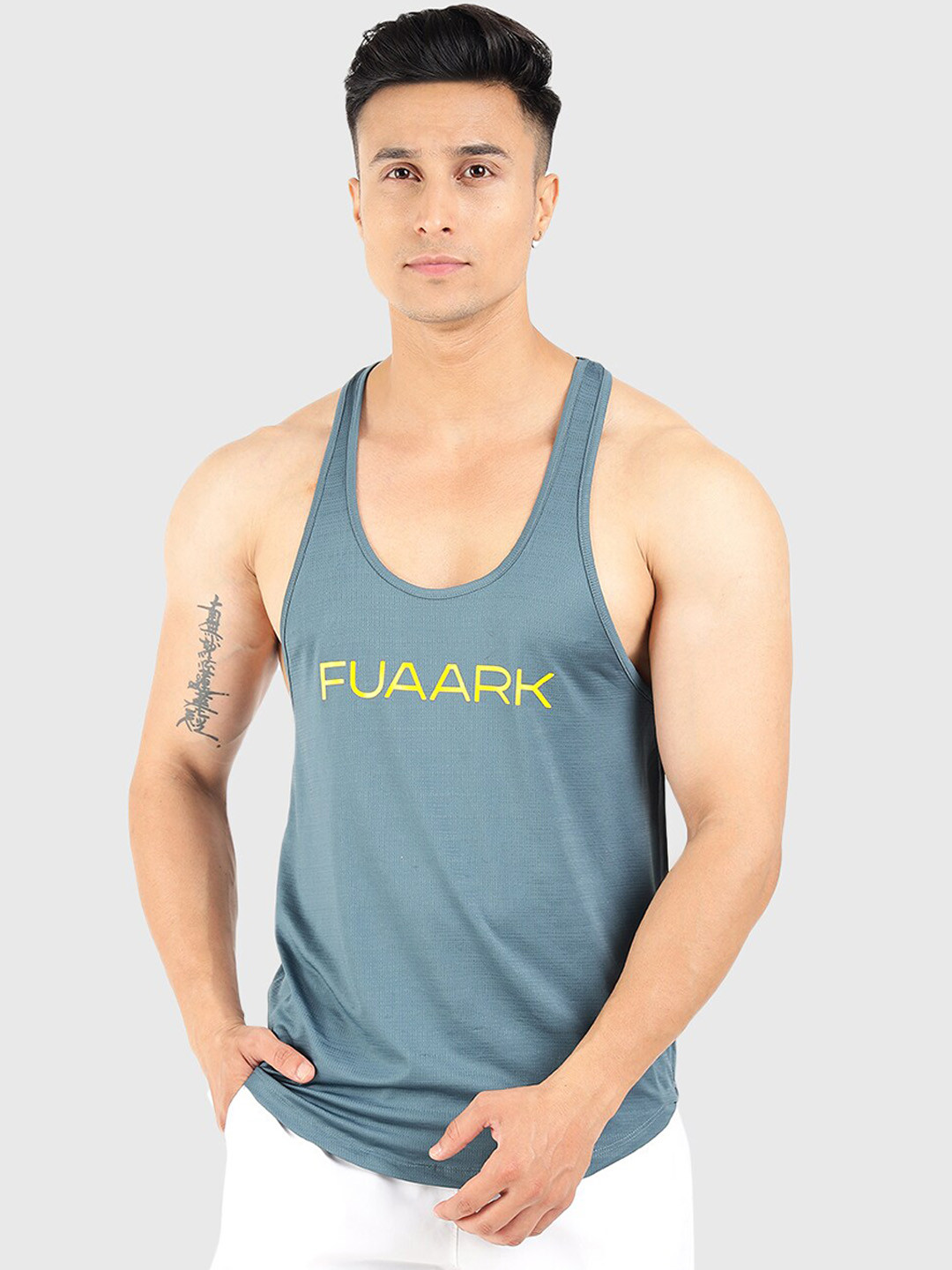 FUAARK Printed Sleeveless Breatheable Gym Vest Revolve Stringer Arctic Blue S-Arctic Blue