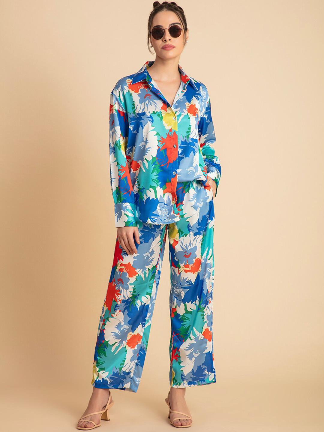 Lounge Dreams Abstract Printed Shirt With Trousers
