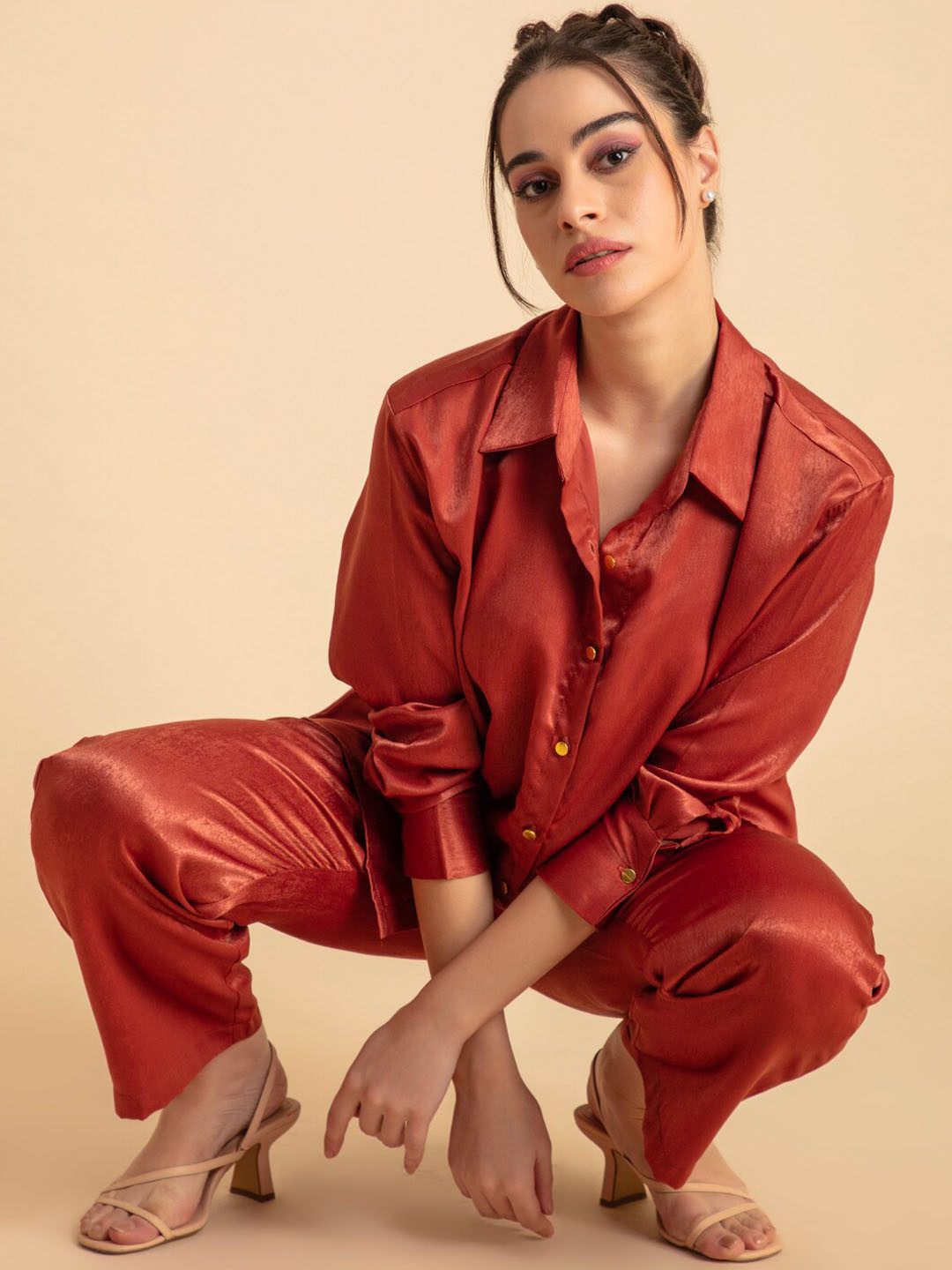 Lounge Dreams Long Sleeves Shirt Collar With Trousers