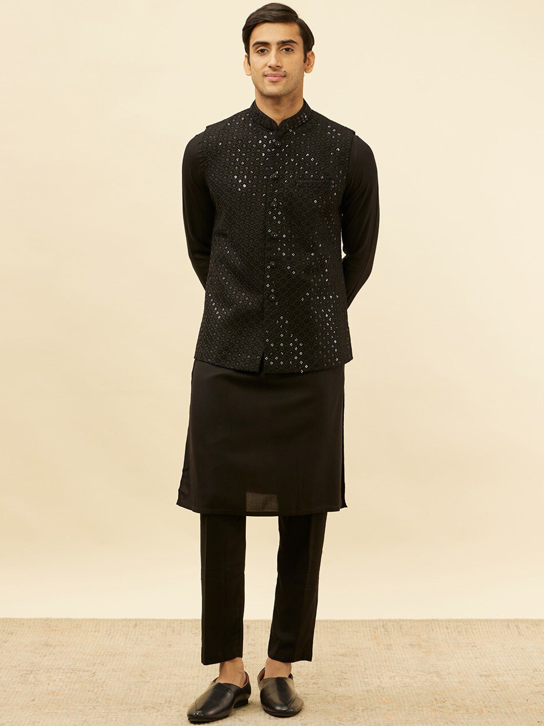 Manyavar Regular Kurta and Trousers With Nehru Jacket