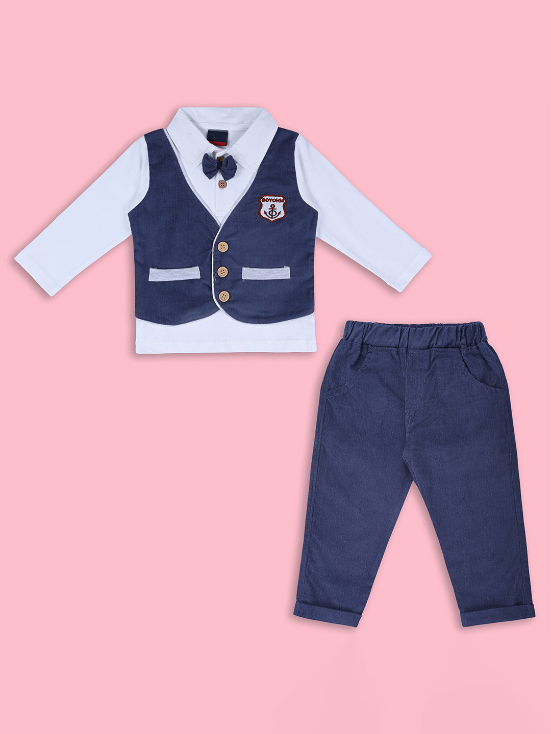 Wish Karo Boys Shirt Collar Shirt with Trousers With Waistcoat