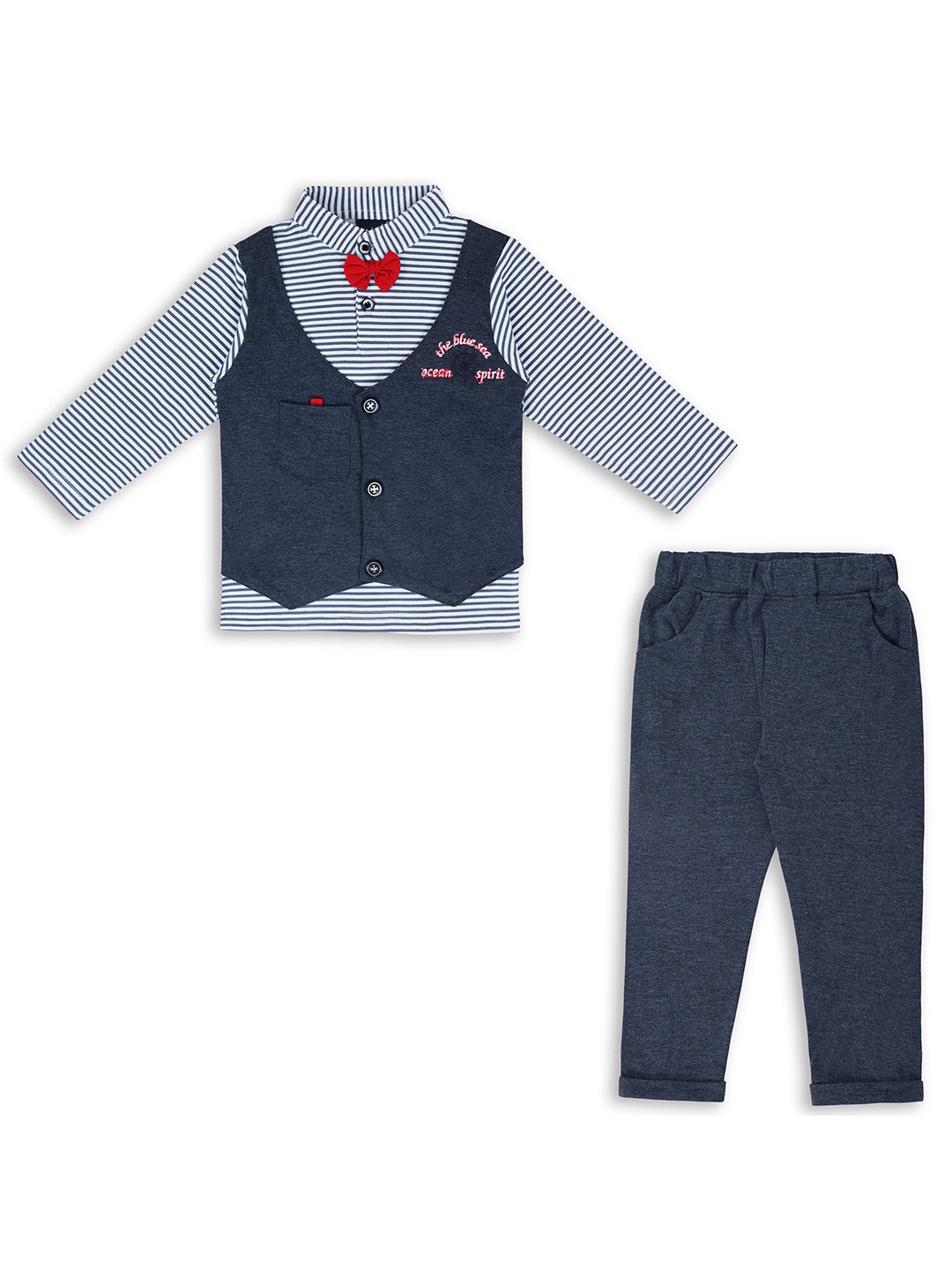 Wish Karo Infant Boys Cotton Single Breasted Three Pieces Suit
