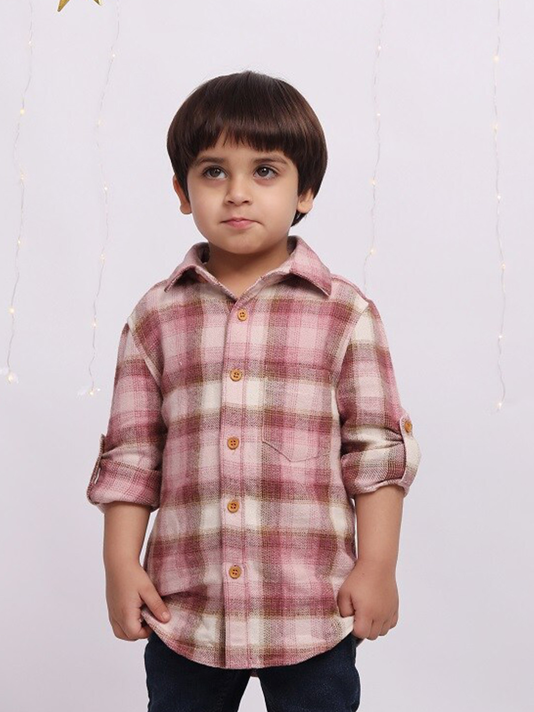 Biglilpeople Boys Straight Tartan Checks Flannel Spread Collar Cotton Casual Shirt