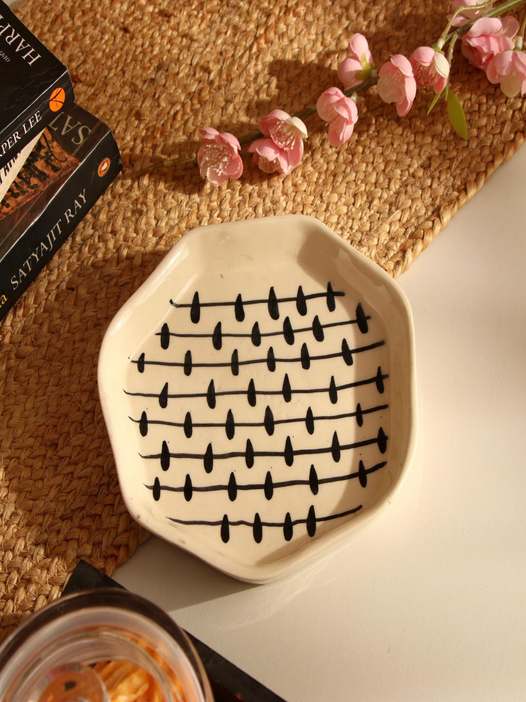 The Decor Mart Beige & Black Ceramic Platter Serveware