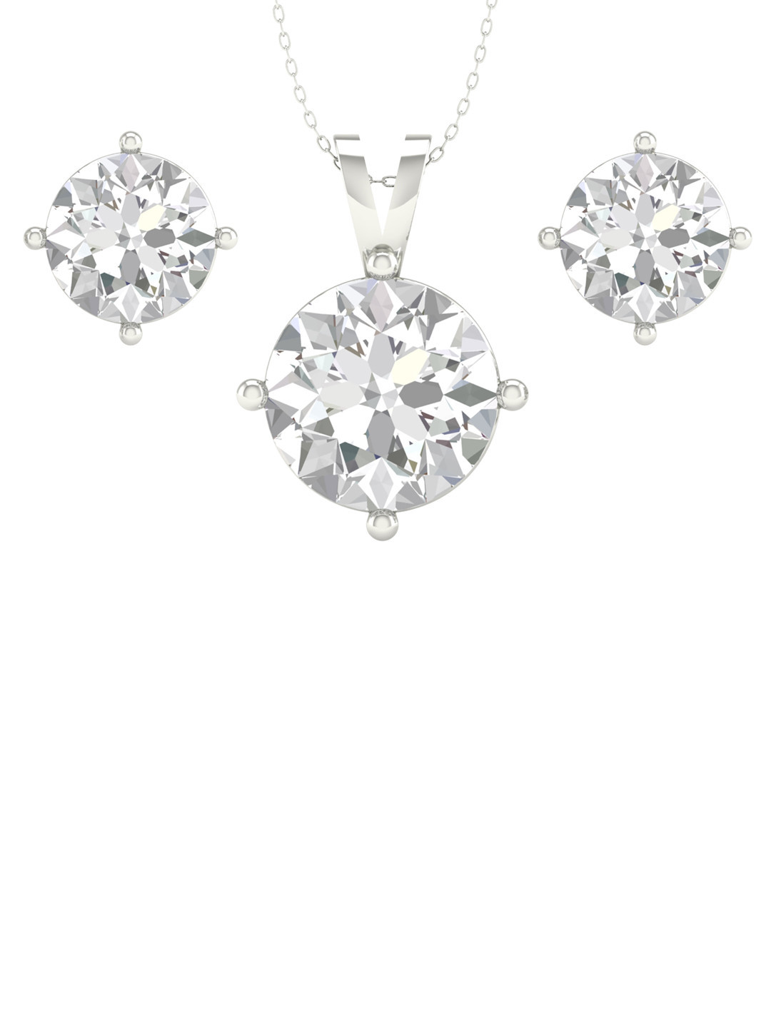 ORIONZ 92.5 Sterling Silver Cubic Zirconia Studded Jewellery Set