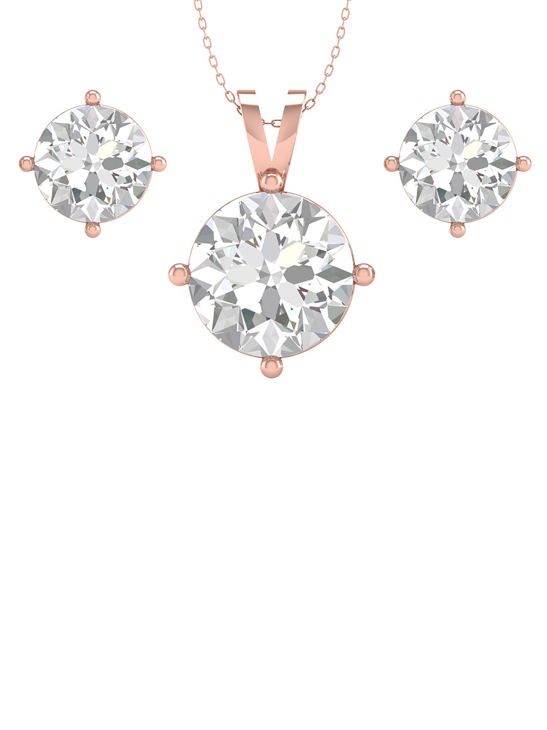 ORIONZ Rose Gold Plated CZ Studded Jewellery Set