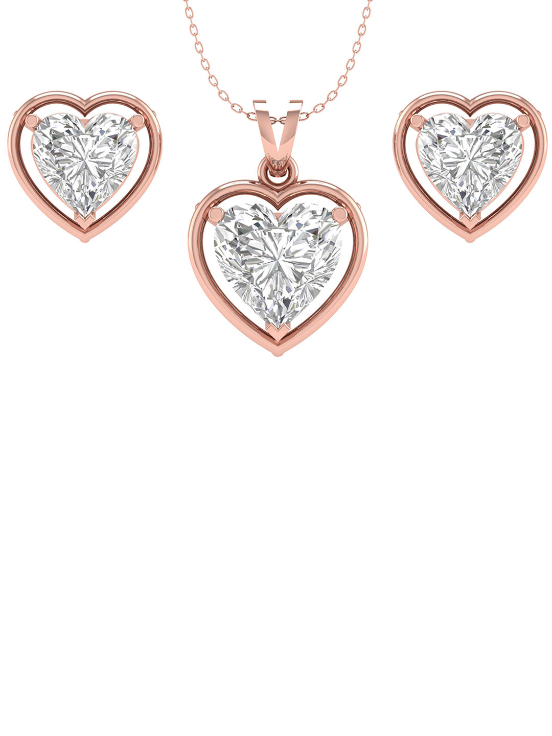 ORIONZ Rose-Plated CZ Studded Jewellery Set