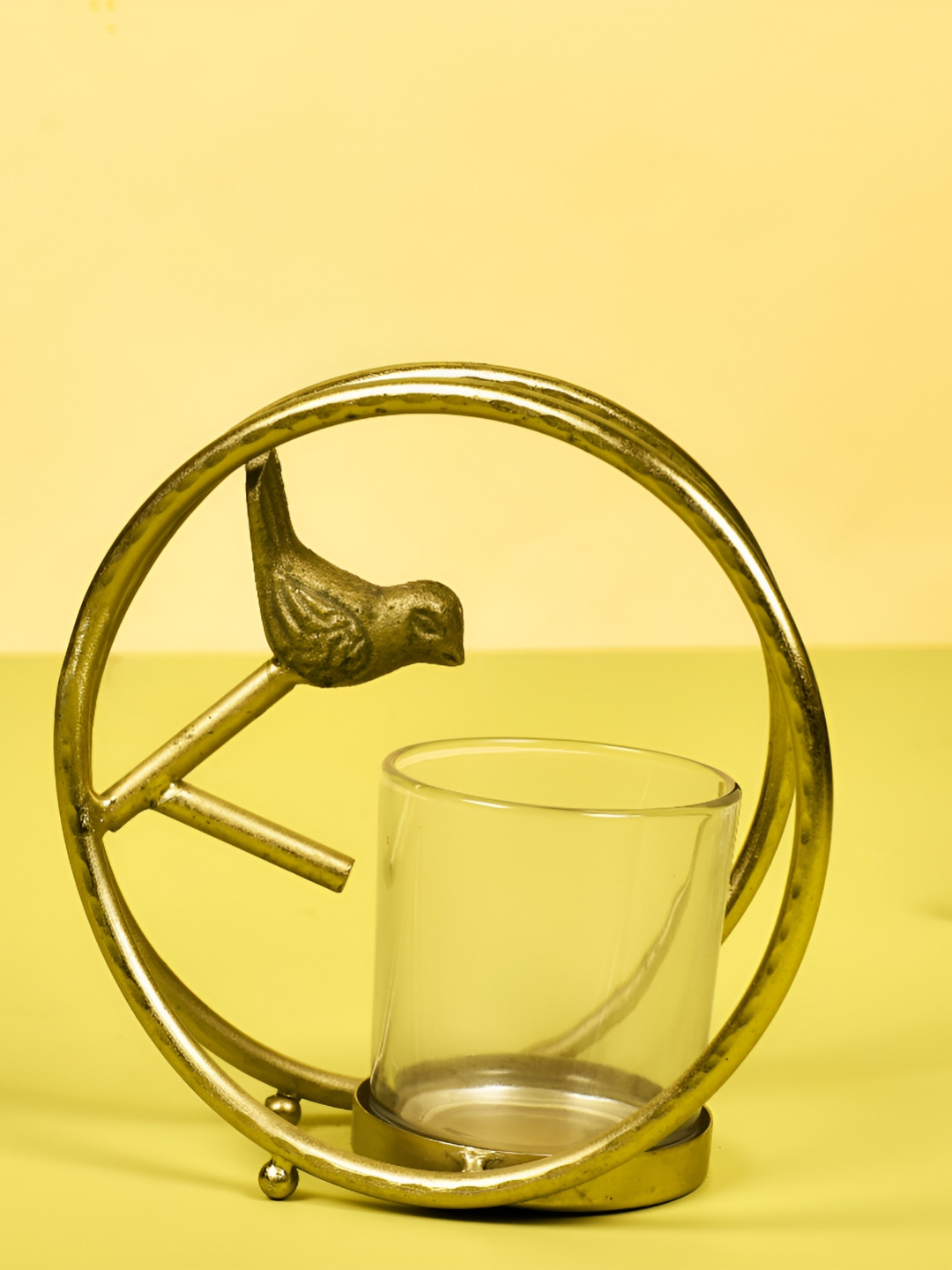 Manor House Gold-Toned Bird with a Ring Candle Holder
