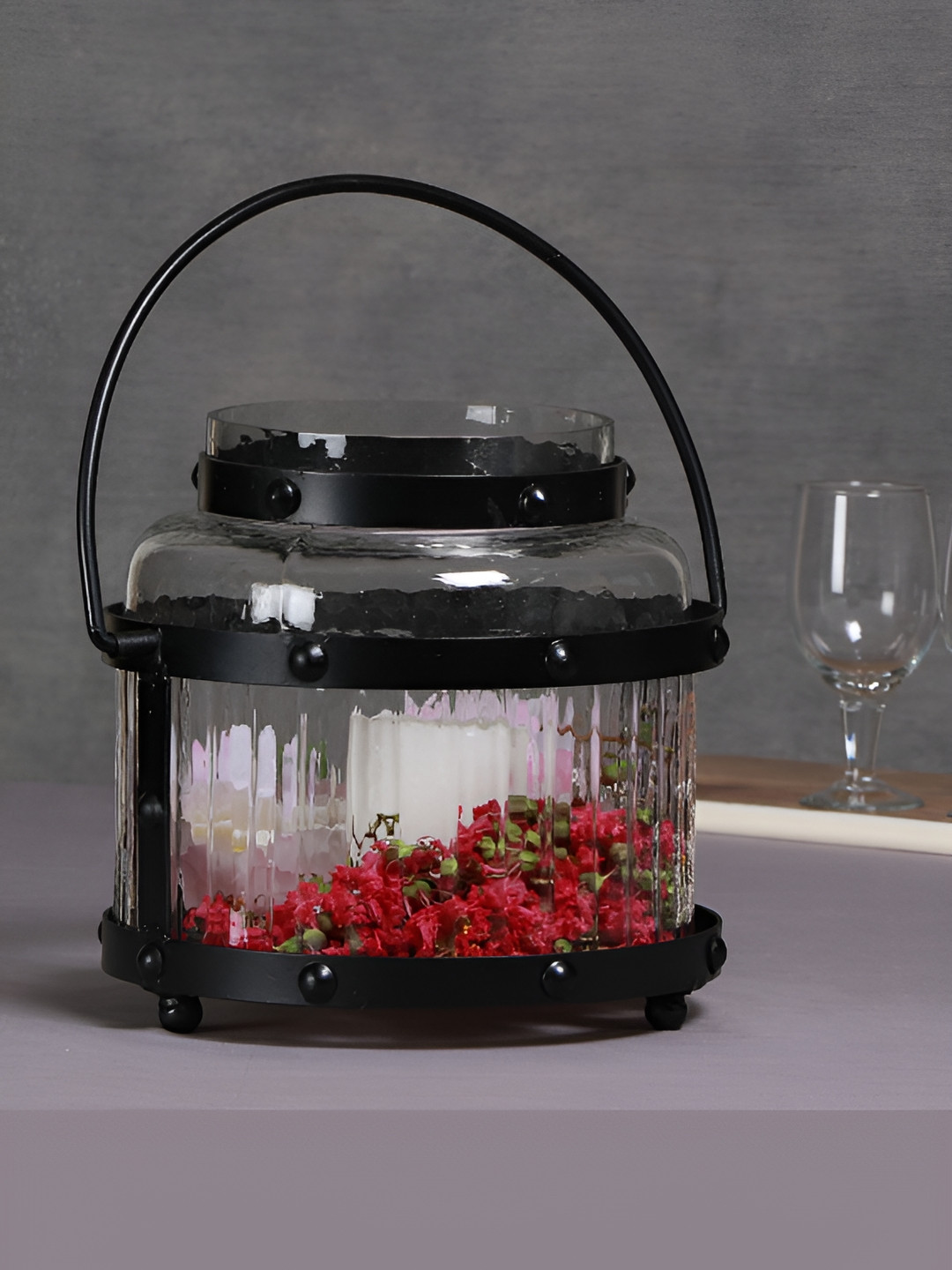 Manor House Black Textured Candle Holder