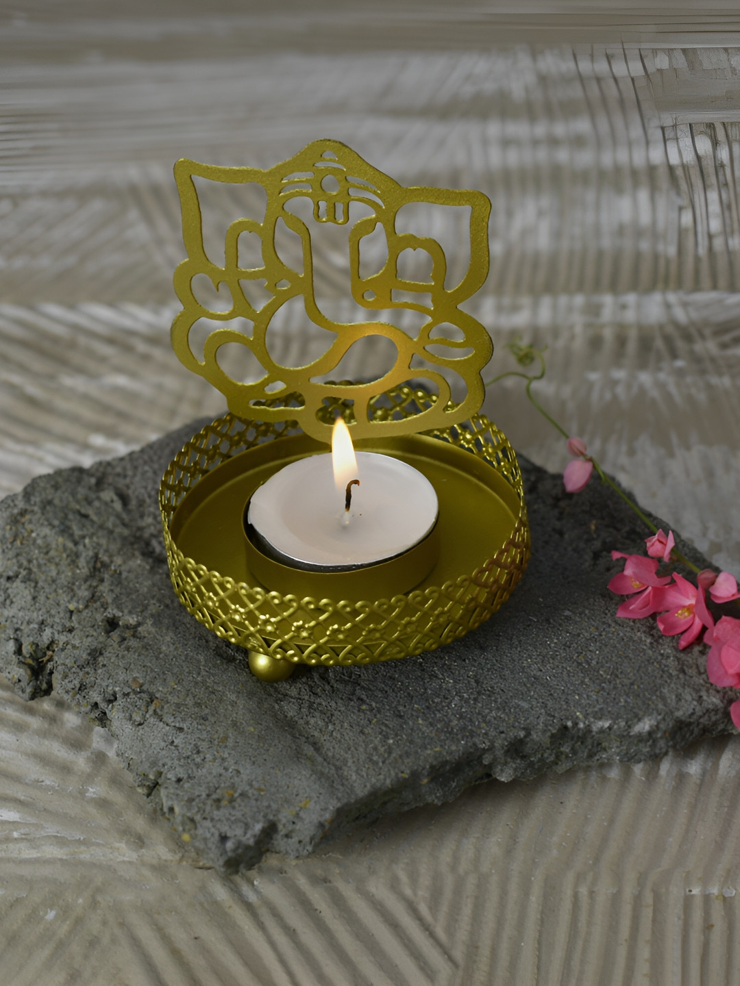 Manor House GoldToned Roshni Ganesh Tealight Candle Holder