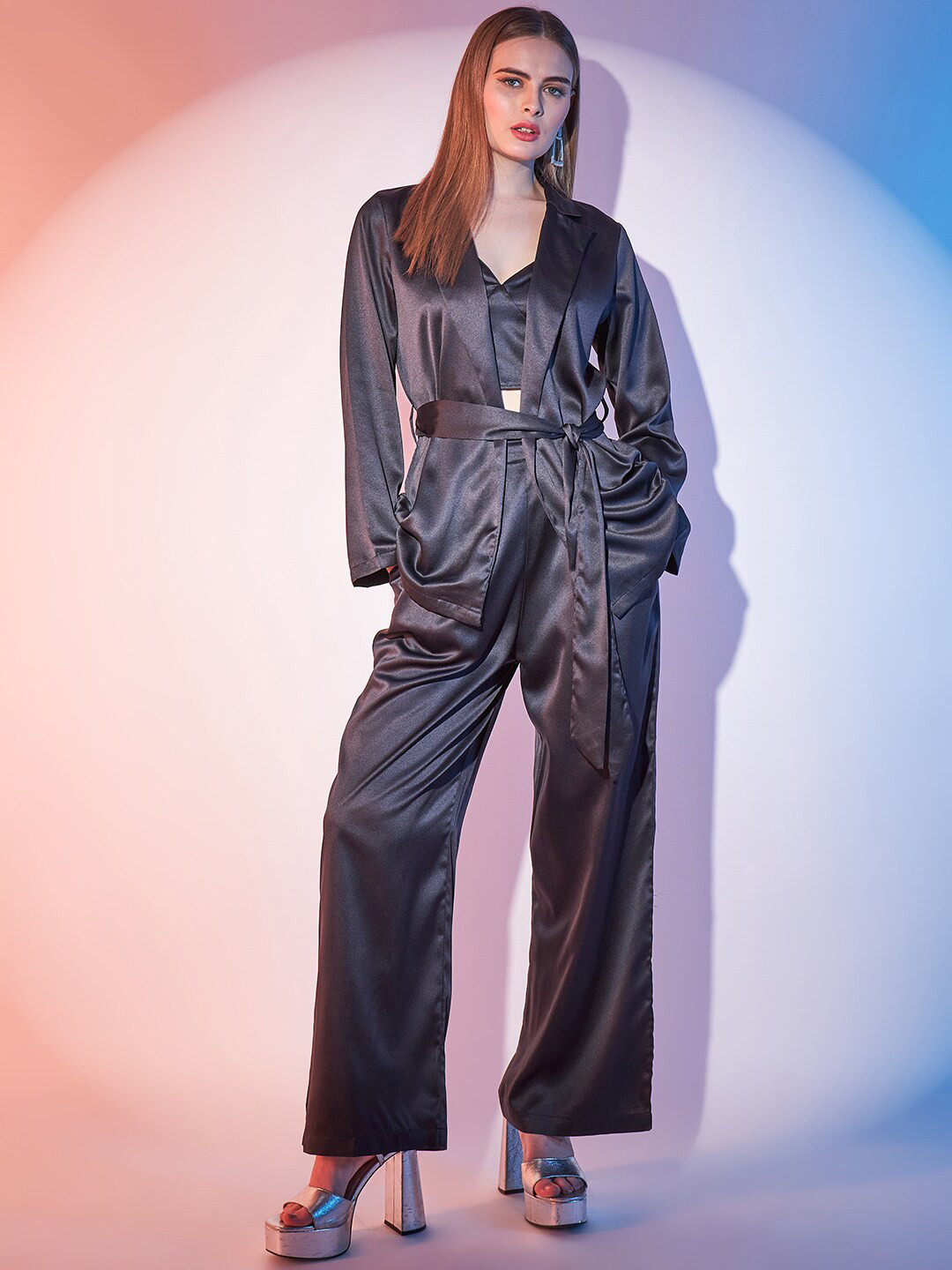 STREET 9 V-Neck Top, Trousers and Shrug Co-Ords