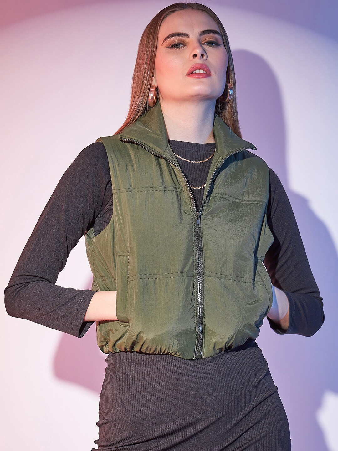 Olive green outlet skirts vest