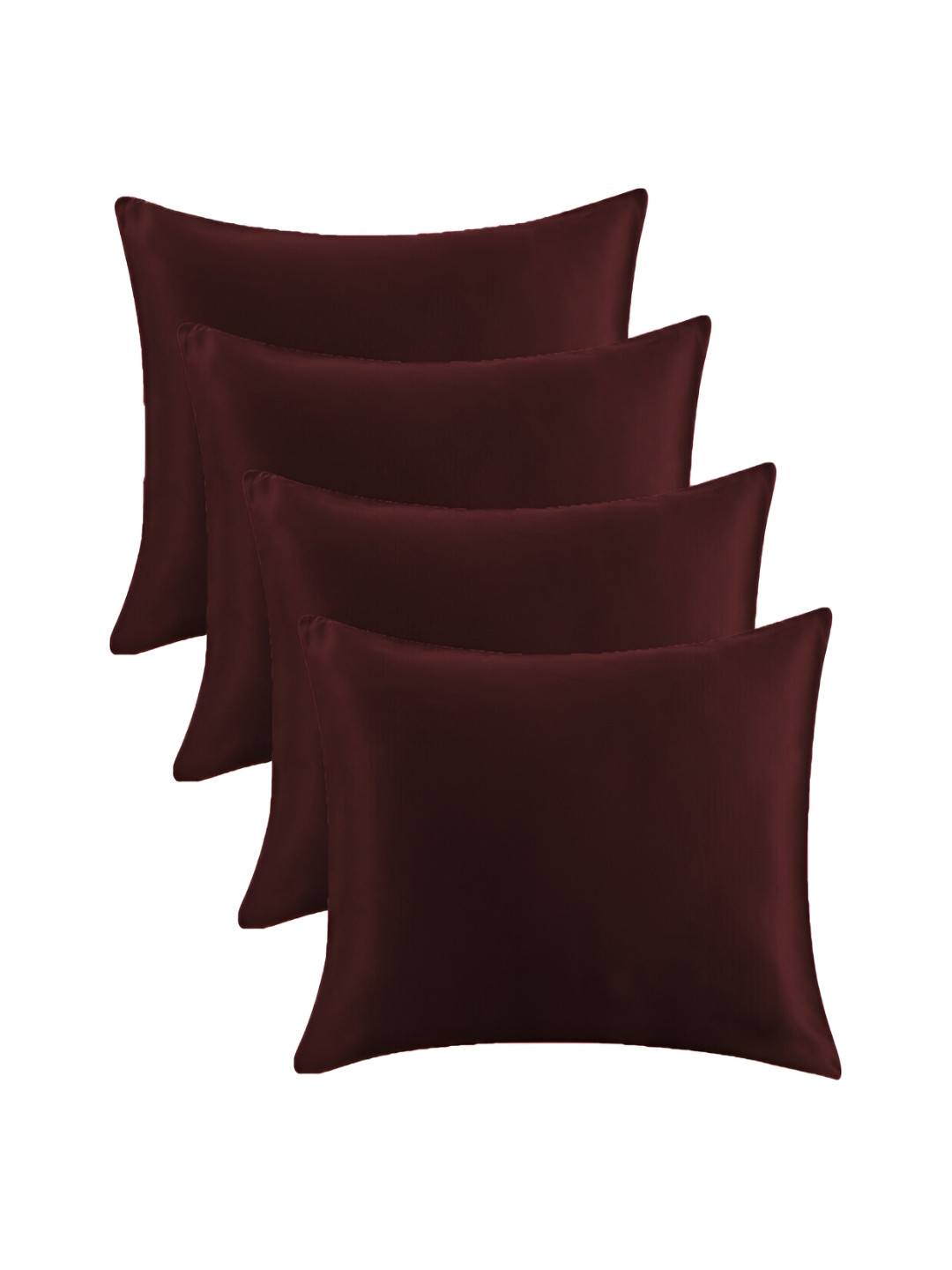 Angel Mommy Maroon Solid Polycotton Set of 4 Medium Fibre Sleep Pillow-80 x 60 x 40 cm