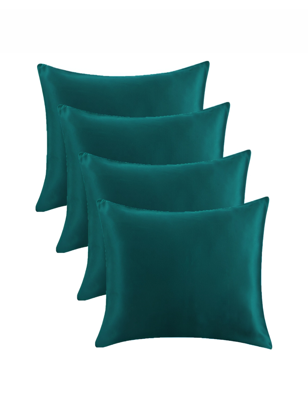 Angel Mommy Superb Bouncing & Jumping Turquoise Blue Solid Polycotton Set of 4 Medium Fibre Sleep Pillow-40 x 60 x 12 cm