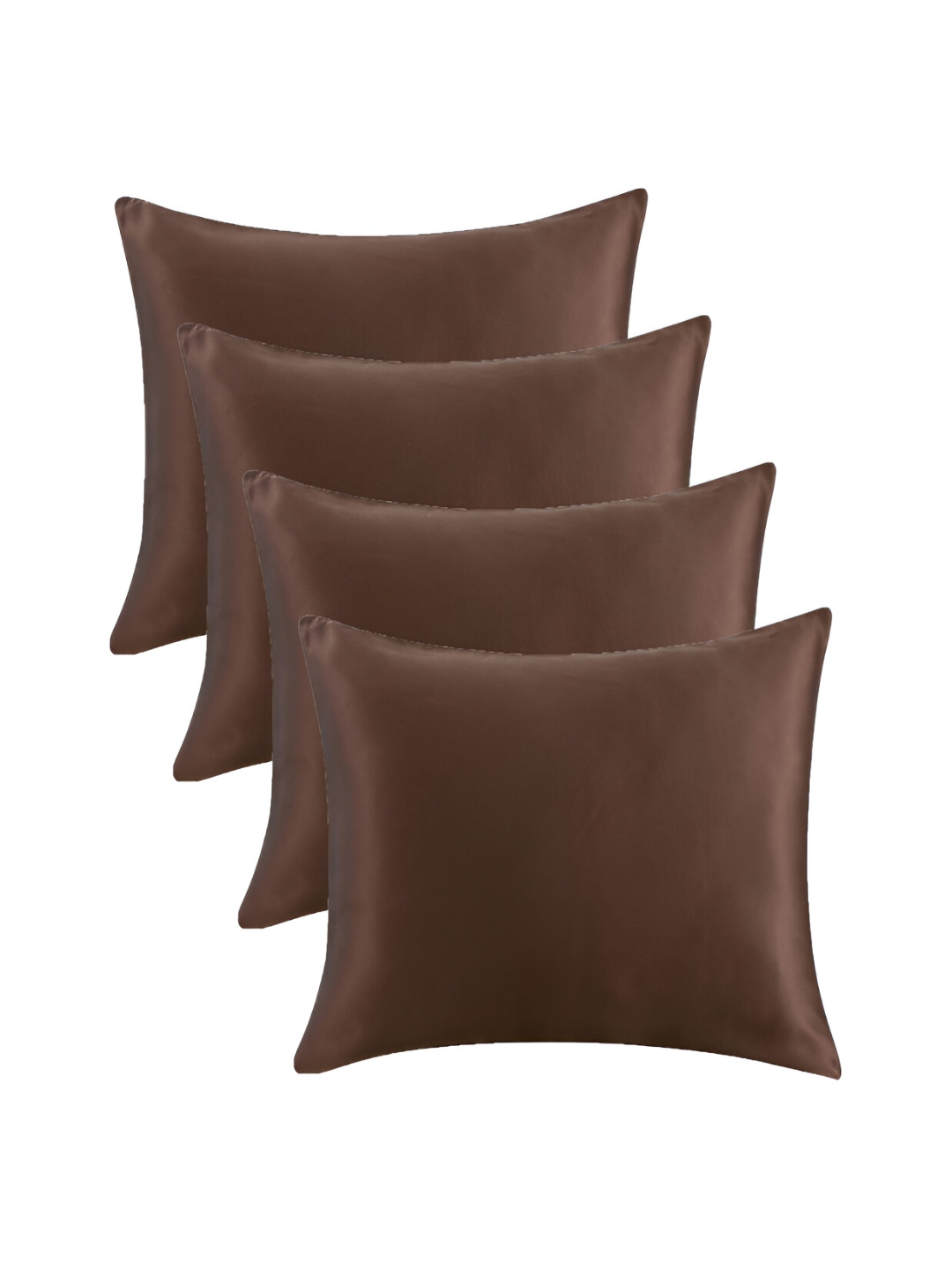 Angel Mommy Superb Bouncing & Jumping Brown Solid Polycotton Set of 4 Medium Fibre Sleep Pillow-40 x 60 x 12 cm