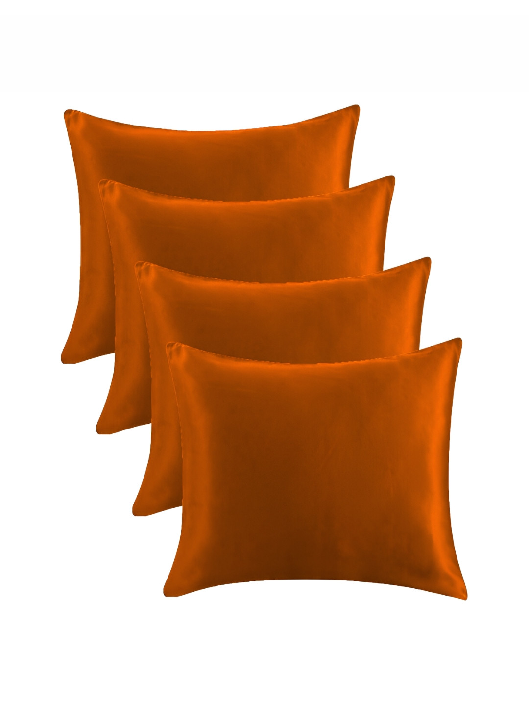Angel Mommy Orange Solid Polycotton Set of 4 Medium Fibre Sleep Pillow-40 x 60 cm