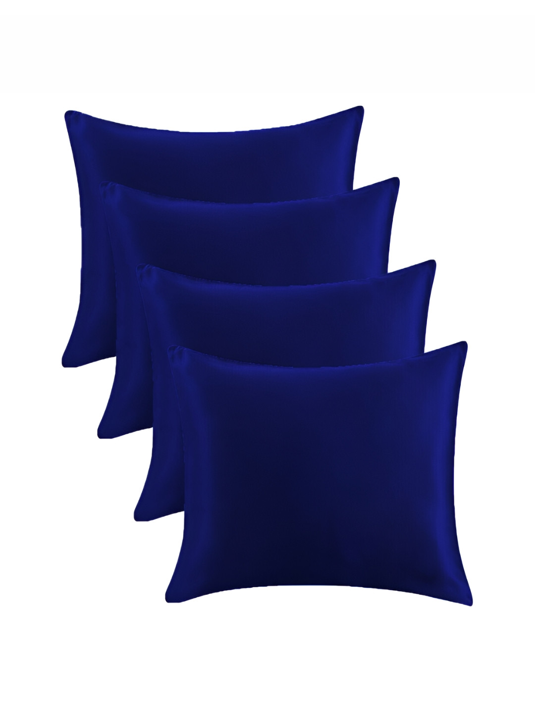 Angel Mommy Blue Solid Polycotton Set of 4 Medium Fibre Sleep Pillow-80 x 60 x 40 cm