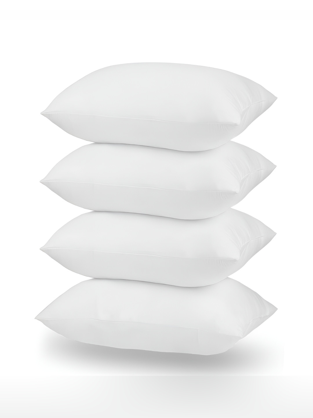 Angel Mommy Superb Bouncing & Jumping White Solid Polycotton Set of 4 Medium Fibre Sleep Pillow-40 x 60 x 12.7 cm