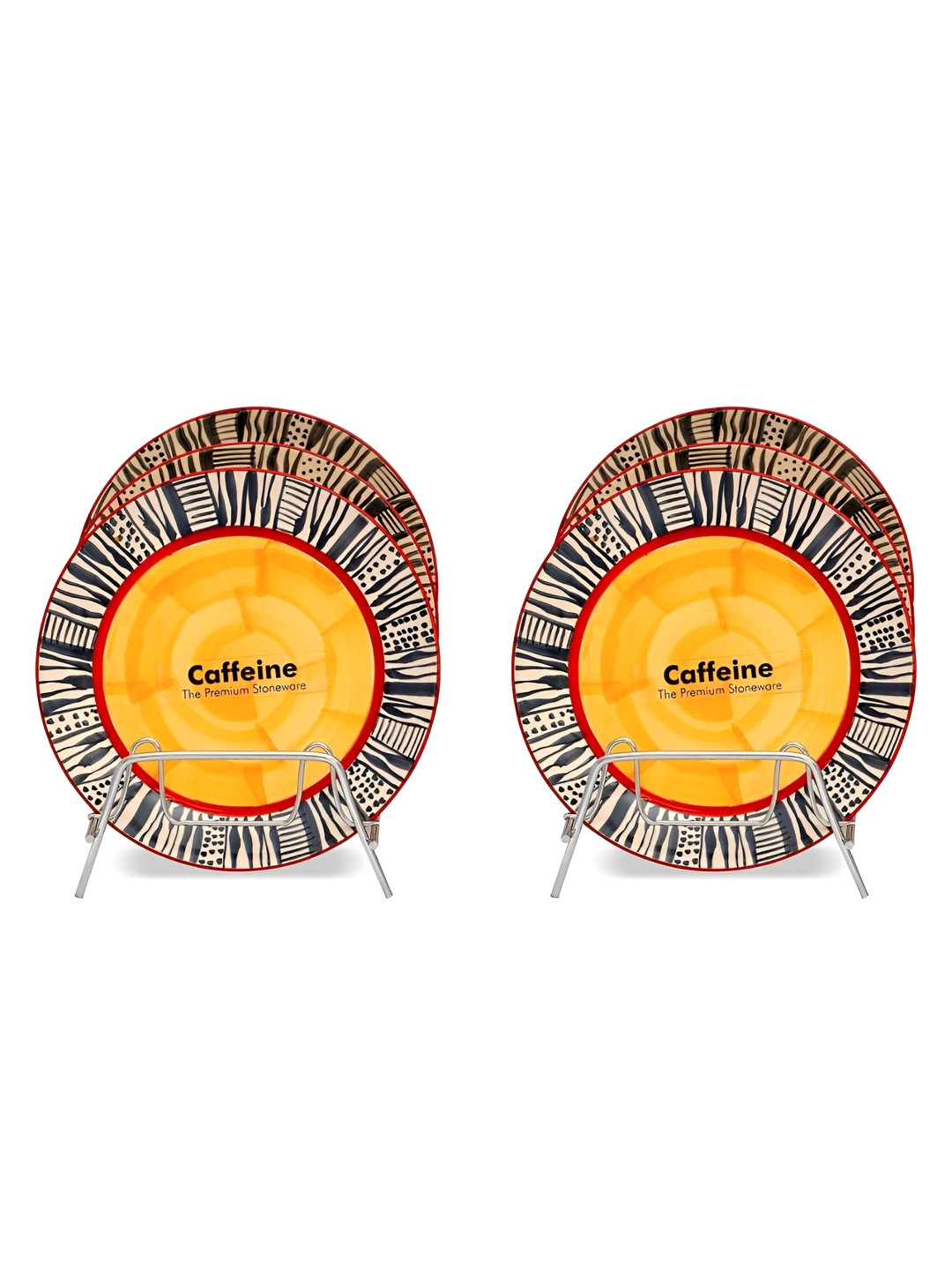 caffeine Orange 6 Pieces Ceramic Microwave Safe Dinner Plates