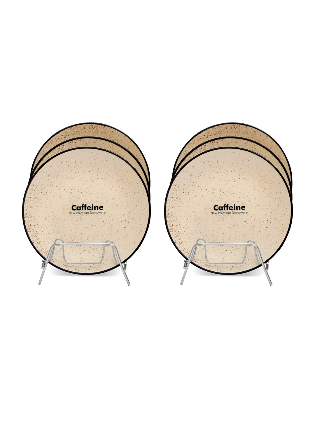 caffeine Beige 6 Plates Ceramic Microwave Safe Dinner Plates