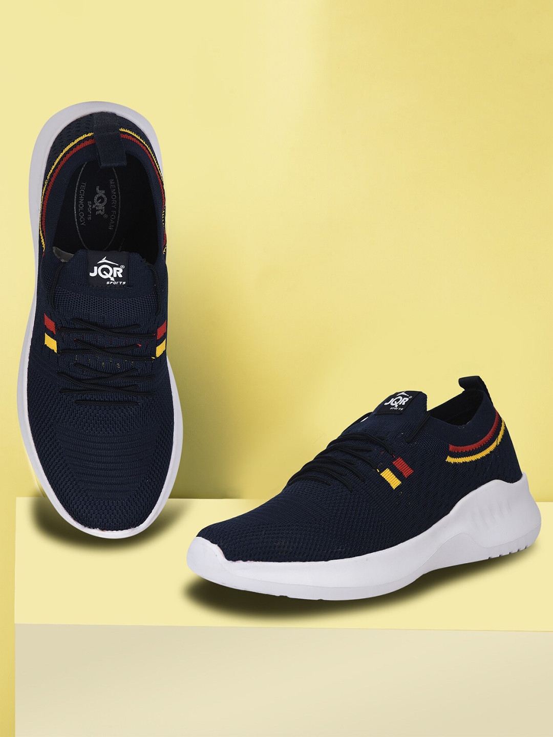 JQR Men RRR-002 Navy Blue Mesh Running Non-Marking Shoes