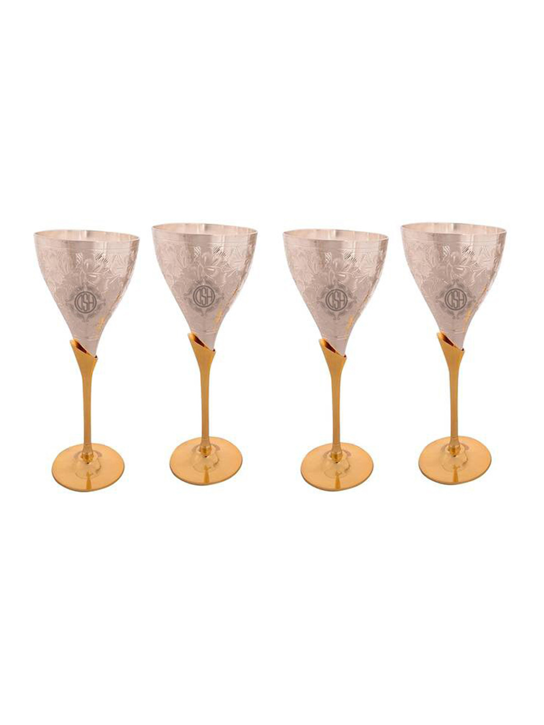 DSH Crafting Your Curiosity Gold Toned 4 Pieces Silver Plated Brass Wine Glasses 200 ml