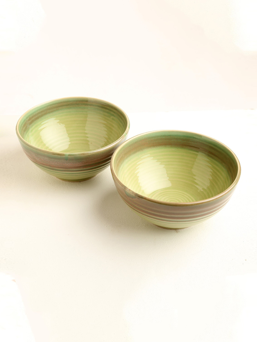 DESIGN GAATHA Green 2 Pcs Ceramic Serving Bowl