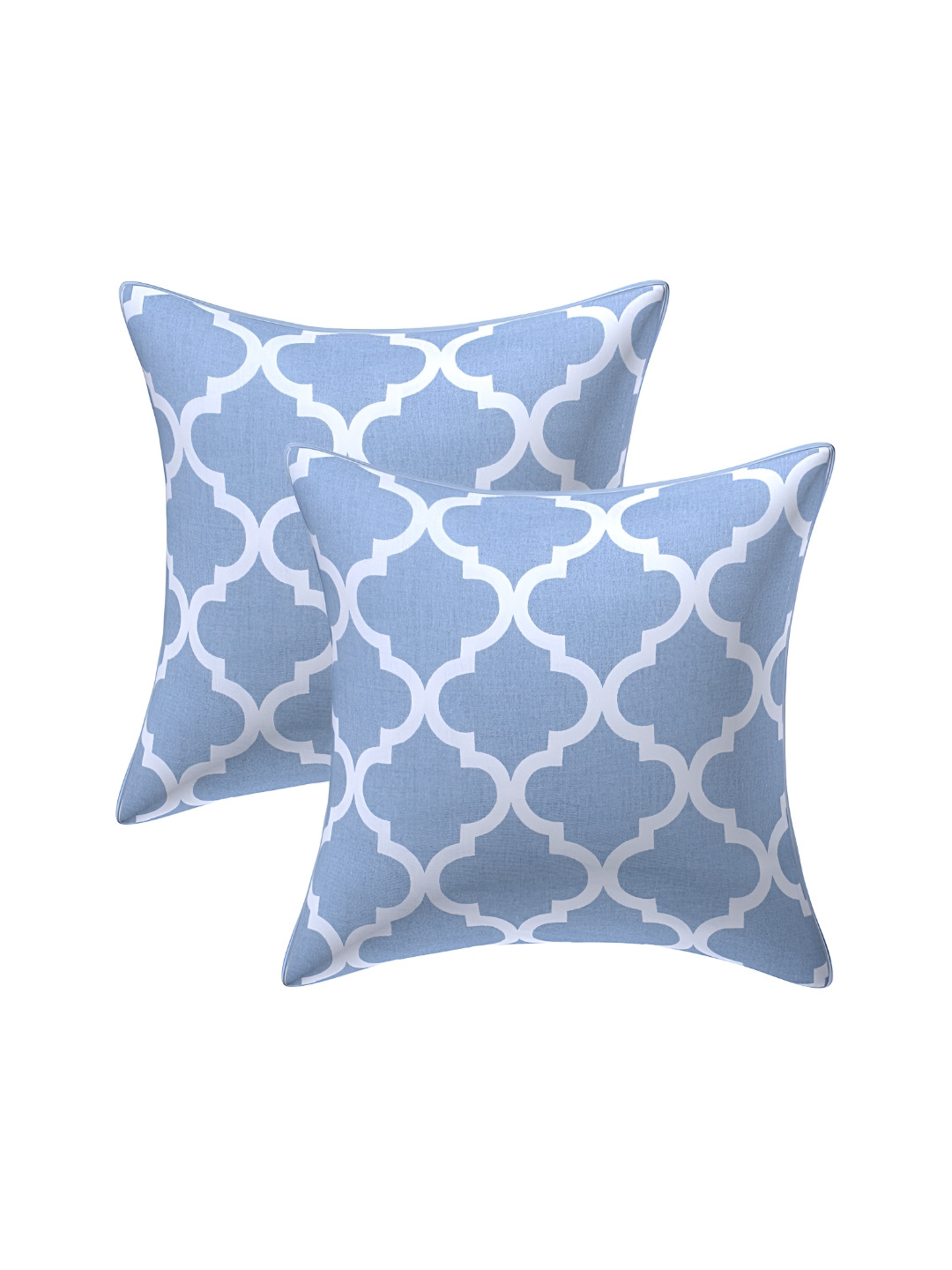 Texstylers Jaipuri Print Reversible Blue Abstract Cotton 2 Pcs Cushion Covers -24x24In