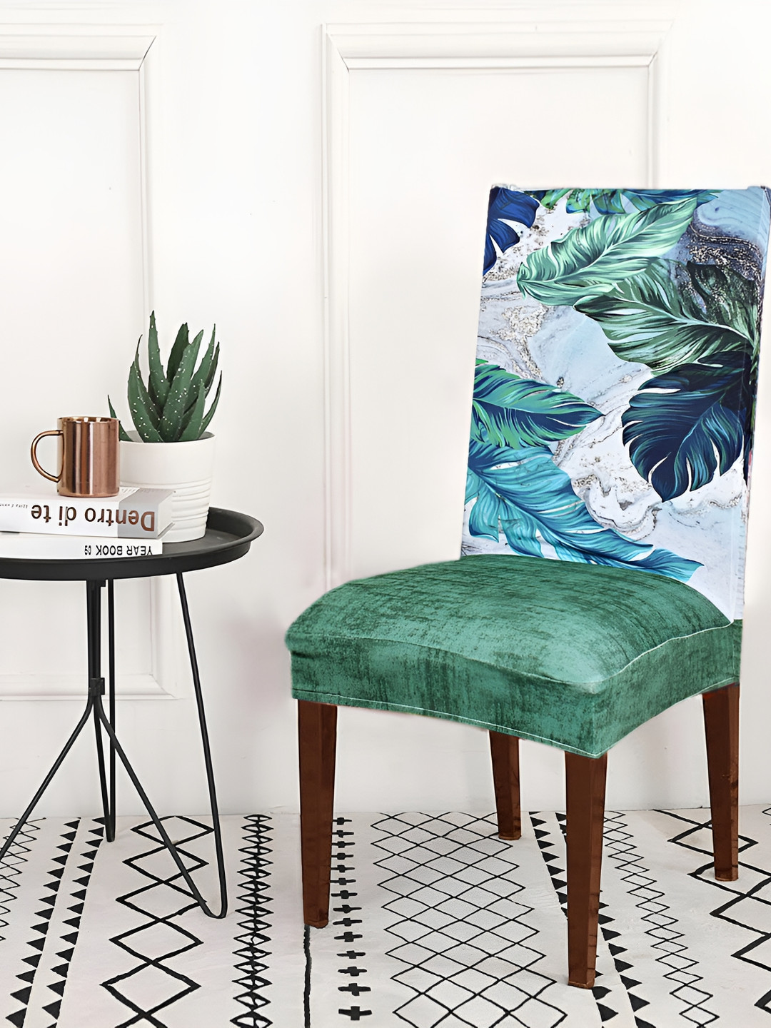 ohello Green and Blue 6 Pieces Printed Breathable Chair Covers