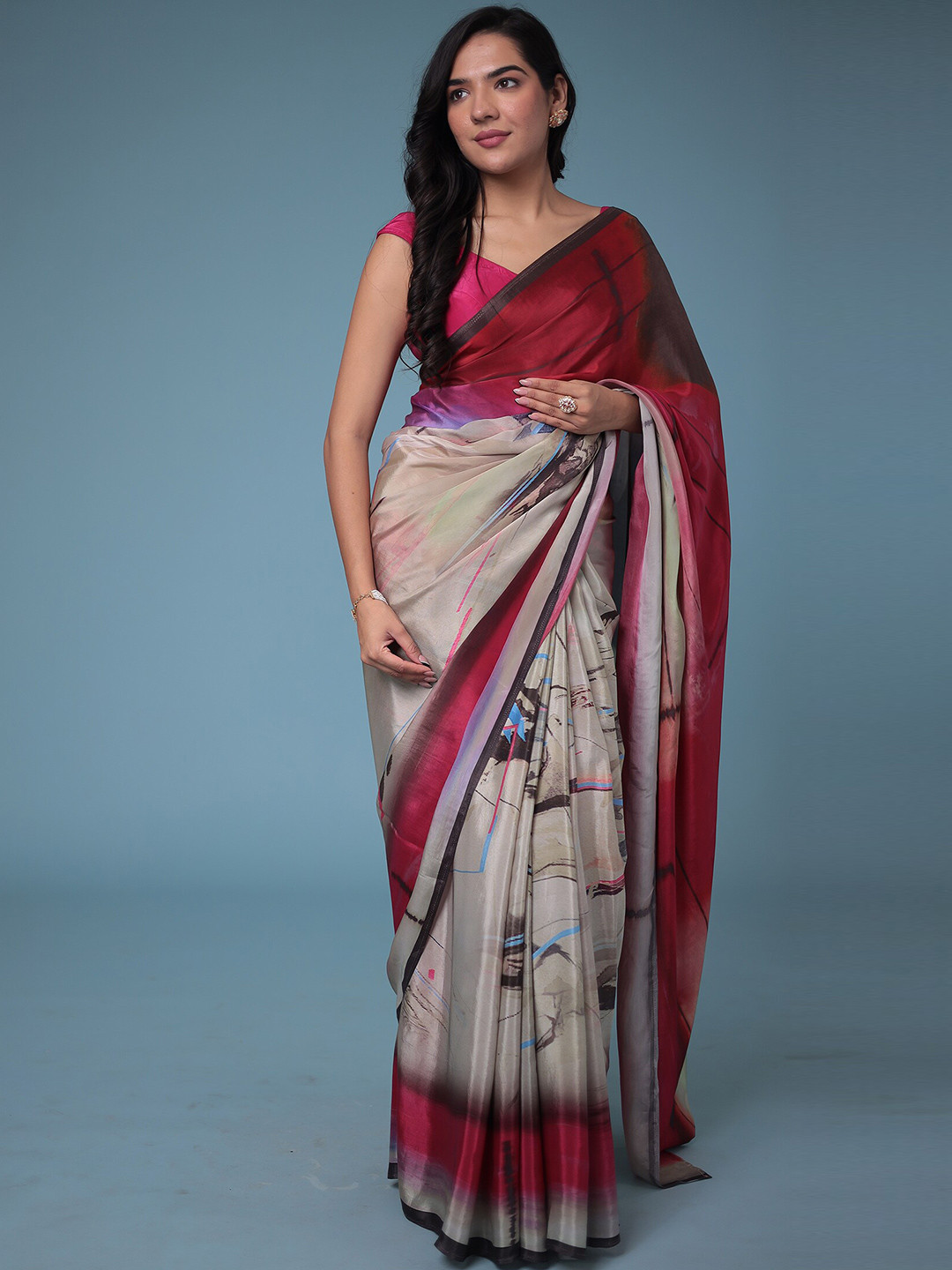 ZARI Ombre Pure Crepe Jaipur Saree