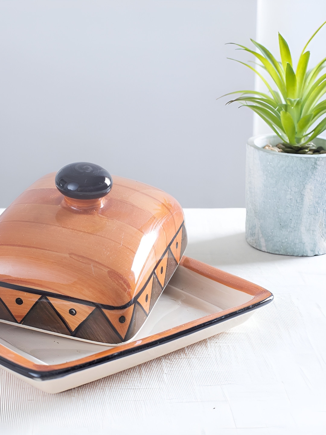 caffeine Brown Ceramic Microwave Safe Butter Tray