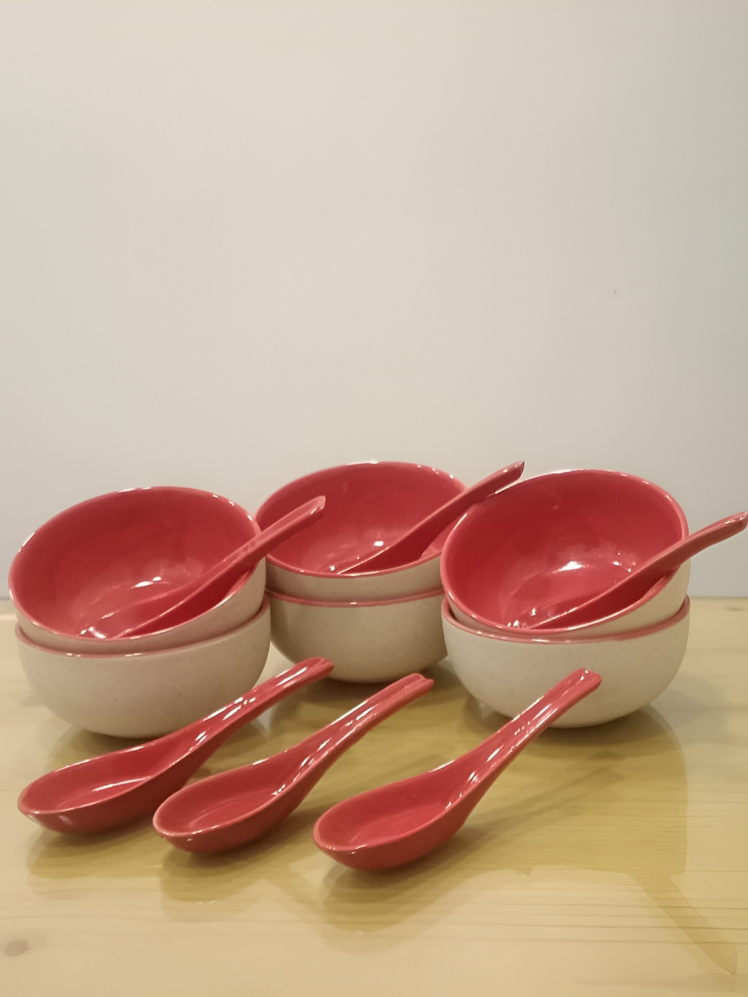 caffeine Premium Hand Made White Solid Stoneware Microwave Safe 6 Piece Dinner Set