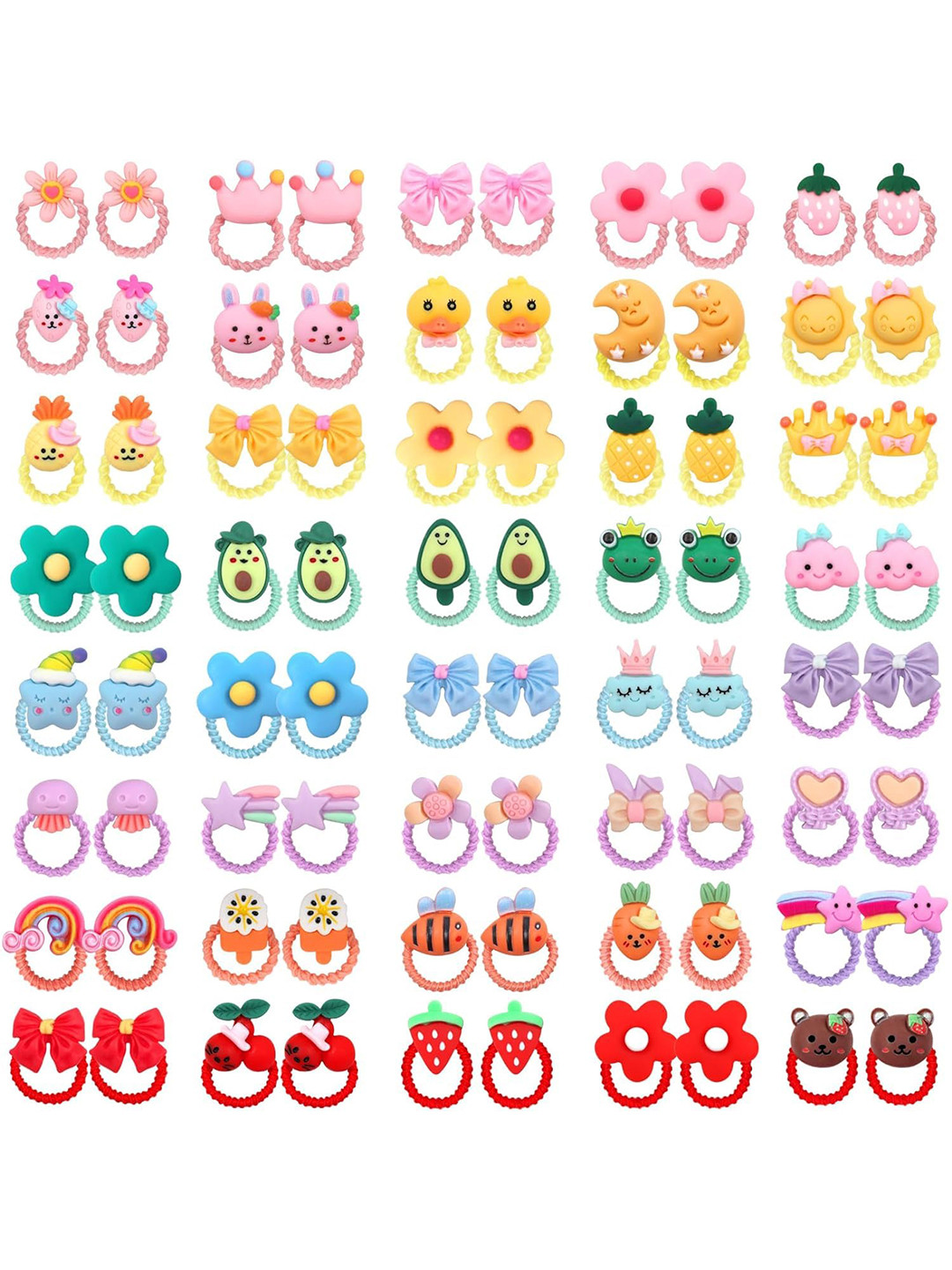 LYTIX Girls Set of 10 Cartoon & Flower Designs Elastic Bands