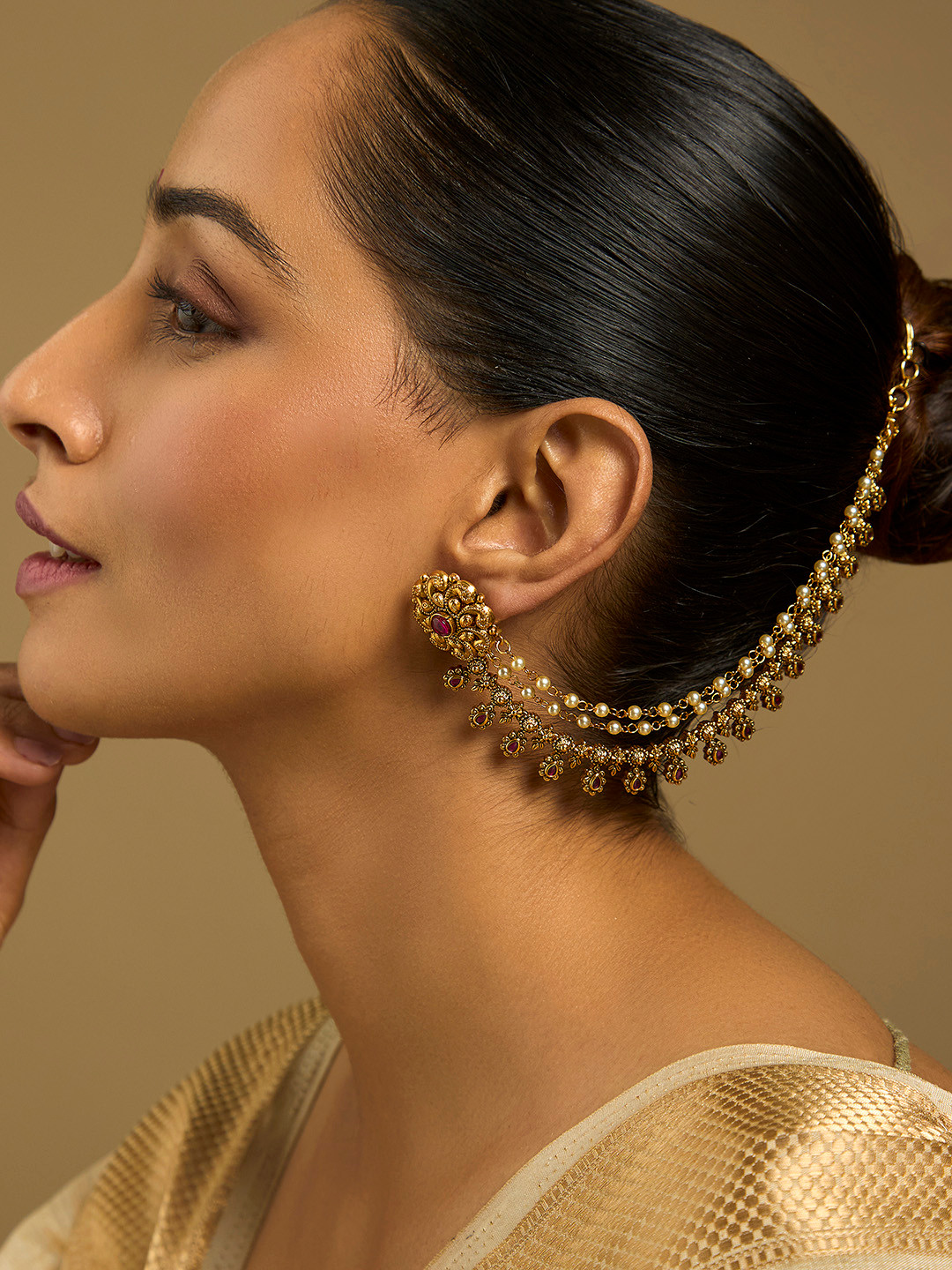 Kushal's Fashion Jewellery Gold-Plated Ethnic Antique Matil