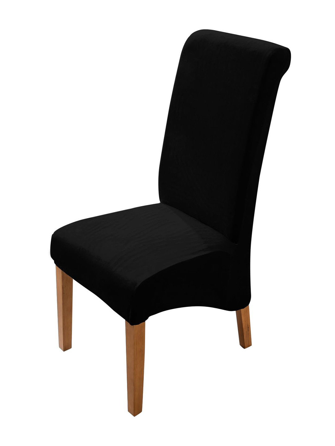 HOKIPO Black Velvet Long Back Chair Cover