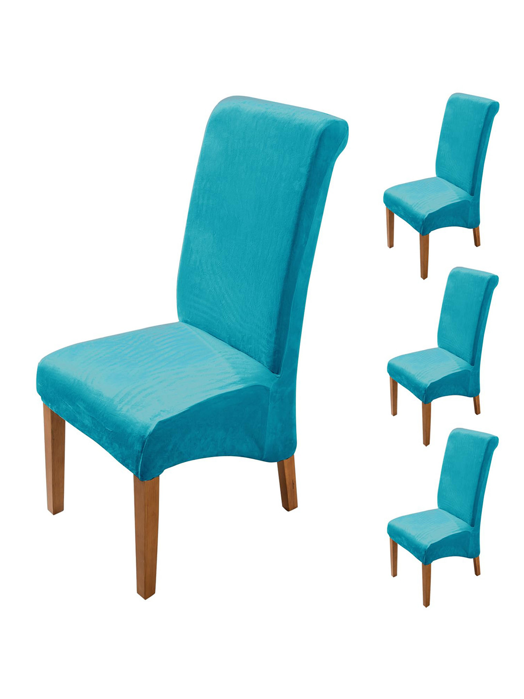 HOKIPO Turquoise Blue 4 Pieces Long Back Chair Covers