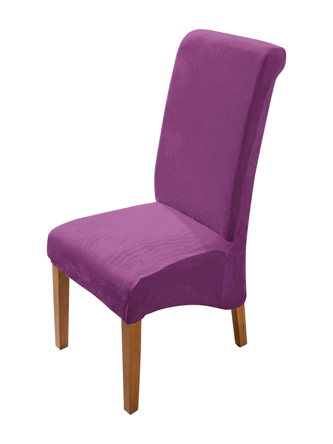 HOKIPO Purple Stretchable Velvet Long Back Chair Cover