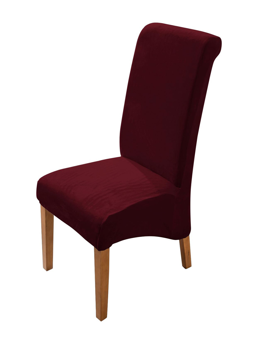 HOKIPO Burgundy Velvet Long Back Chair Cover