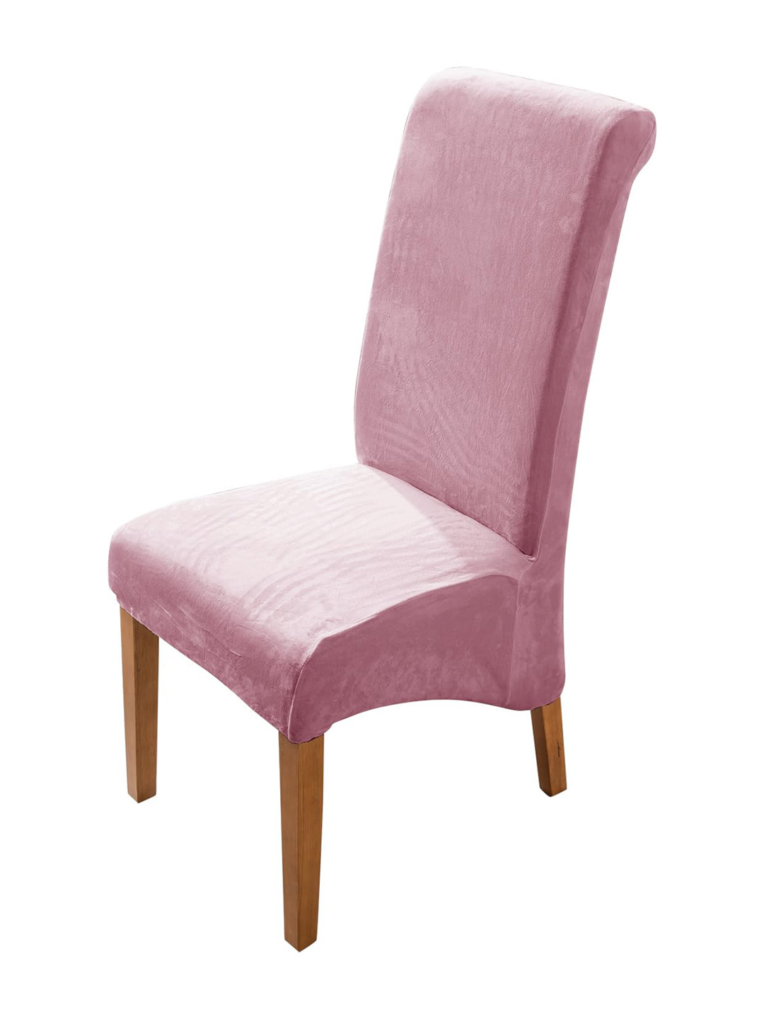 HOKIPO Pink Velvet Stretchable Long Back Chair Cover
