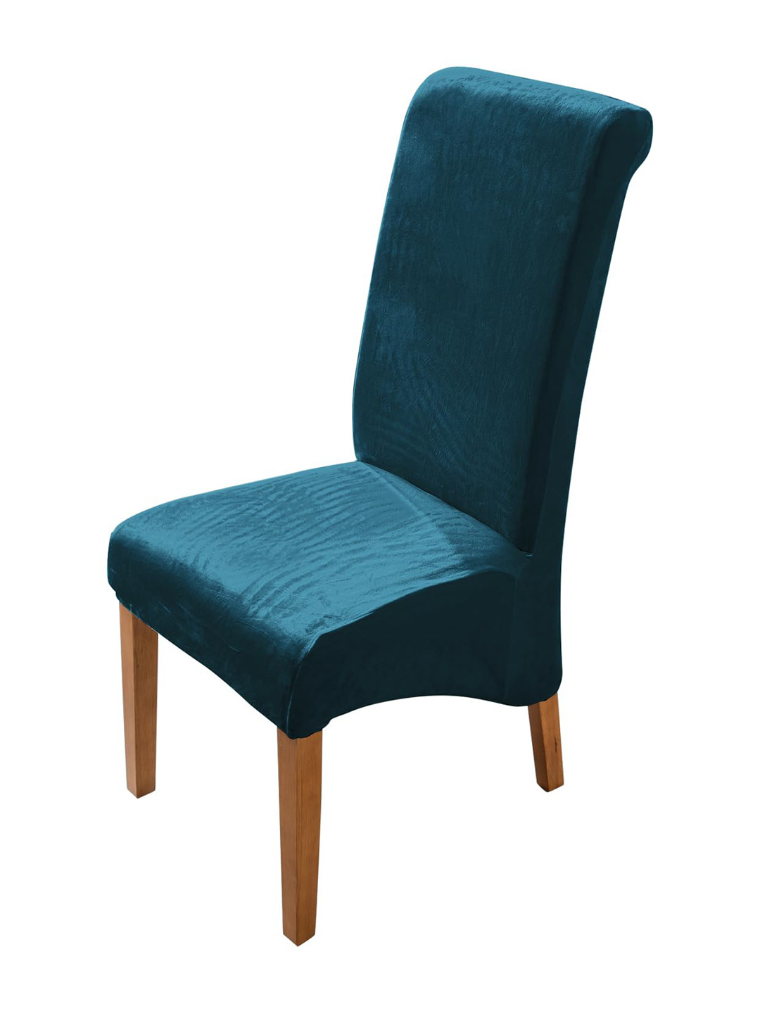 HOKIPO Turquoise Blue Long Back Stretchable Velvet Chair Cover
