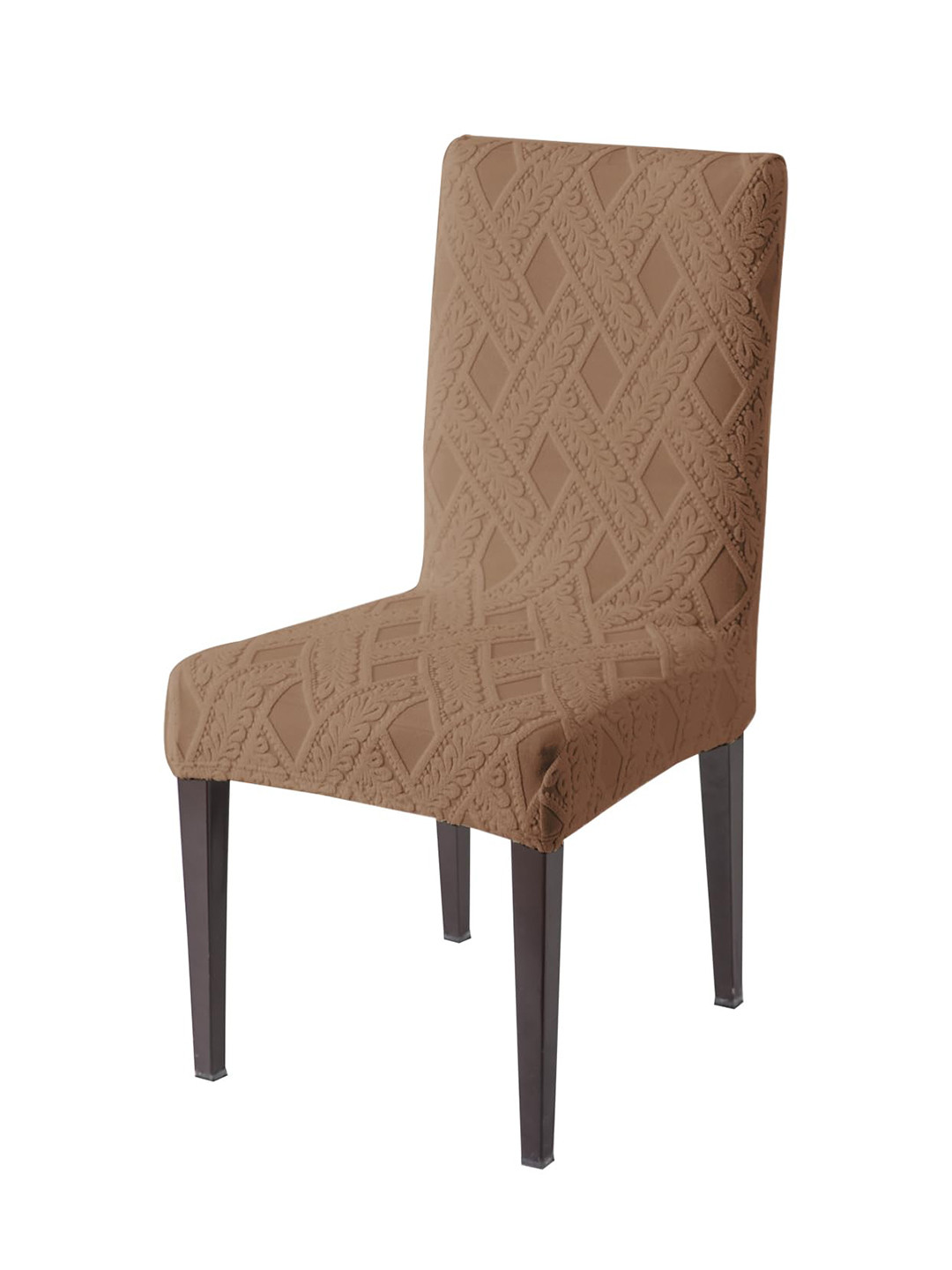 HOKIPO Brown Stretchable Jacquard Chair Cover