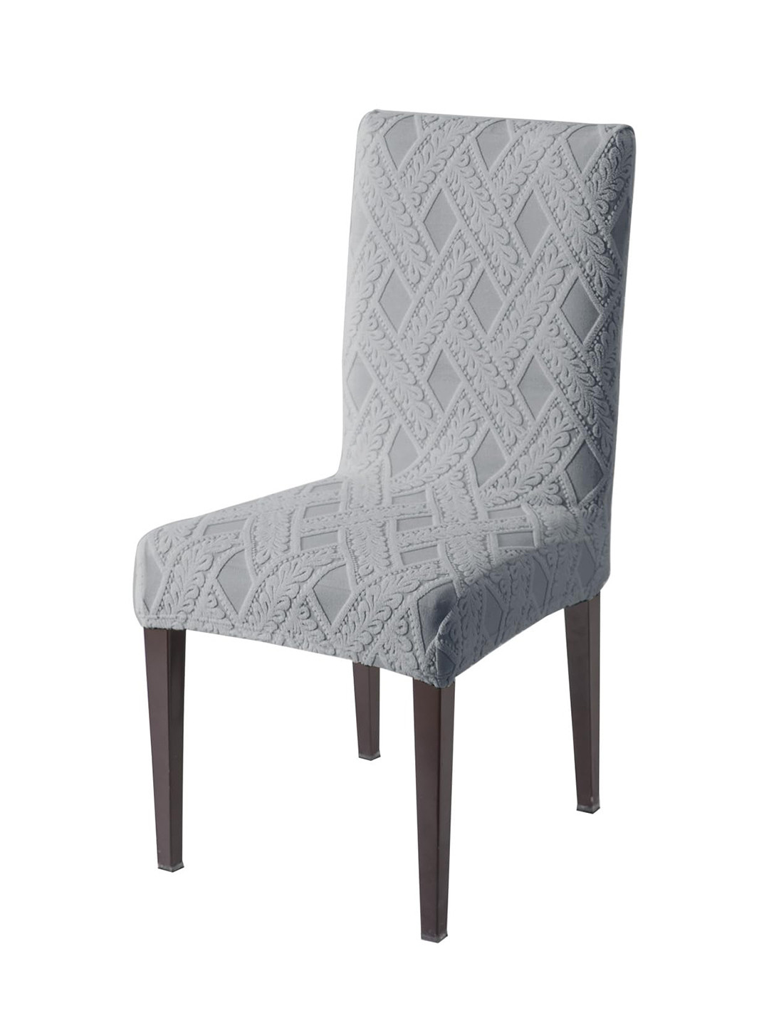 HOKIPO Grey Textured Jacquard Chair Cover