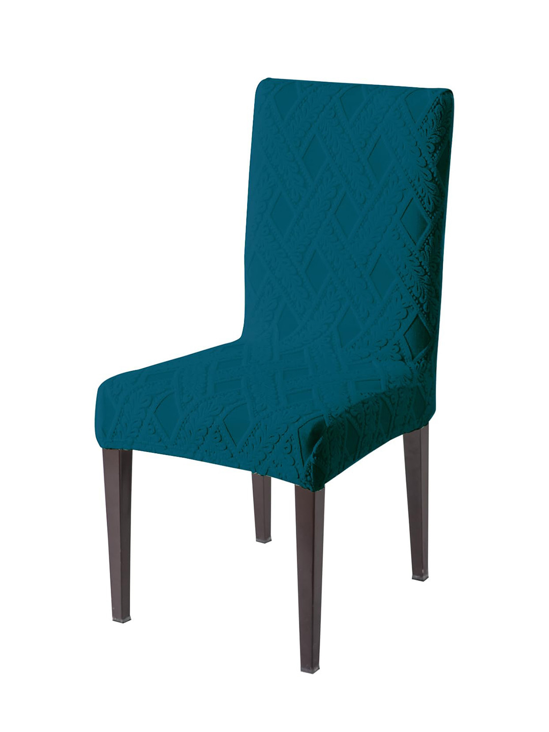 HOKIPO Teal Jacquard Patterned Dining Chair Cover
