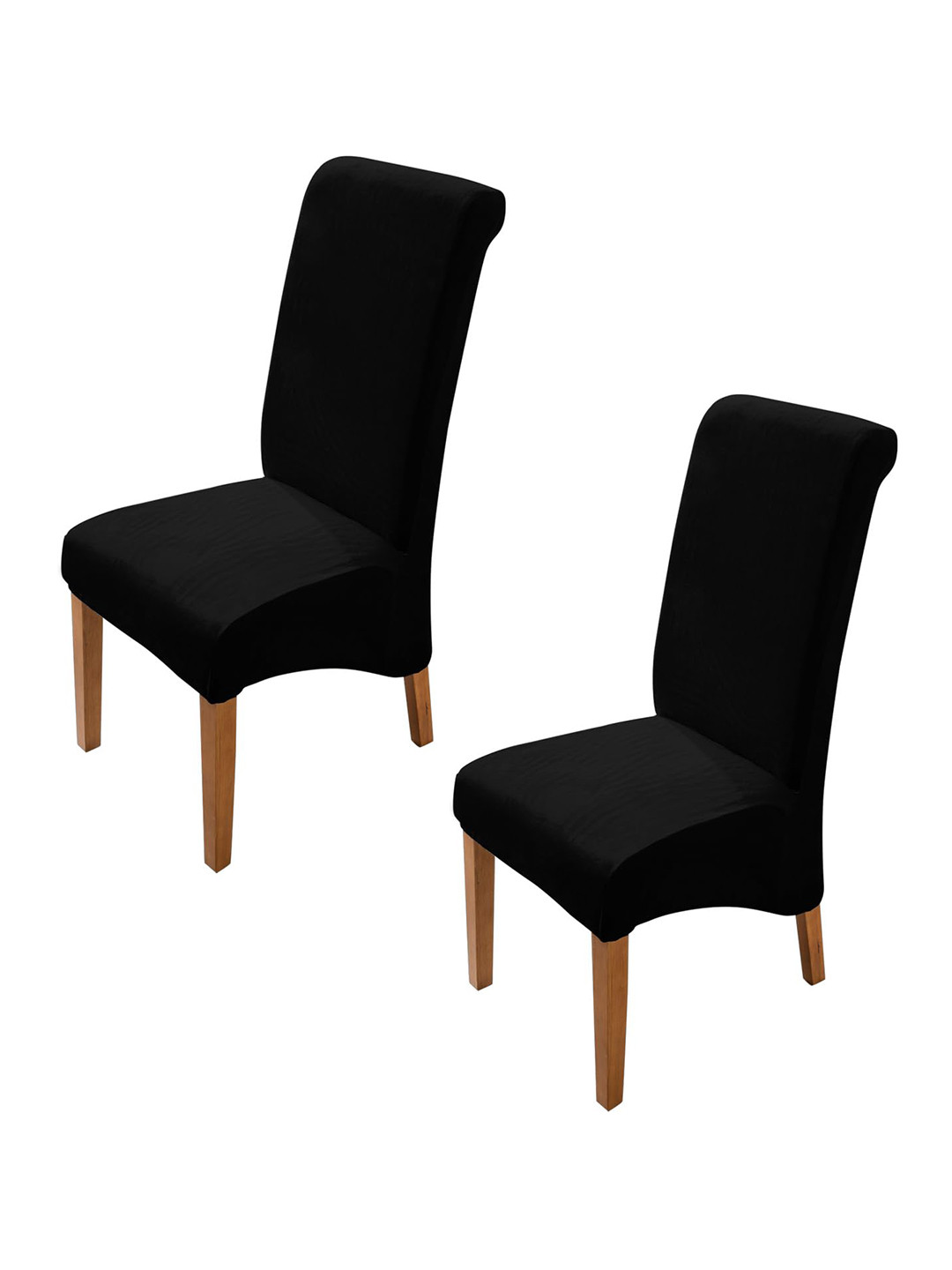 HOKIPO Black 2 Pieces Velvet 200 GSM Long Back Chair Covers